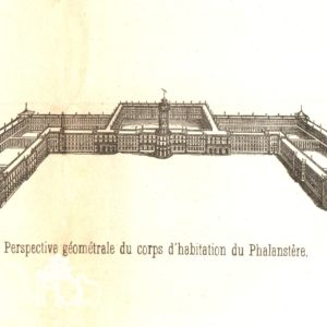 Perspective géométrale du corps d'habitation du phalanstère